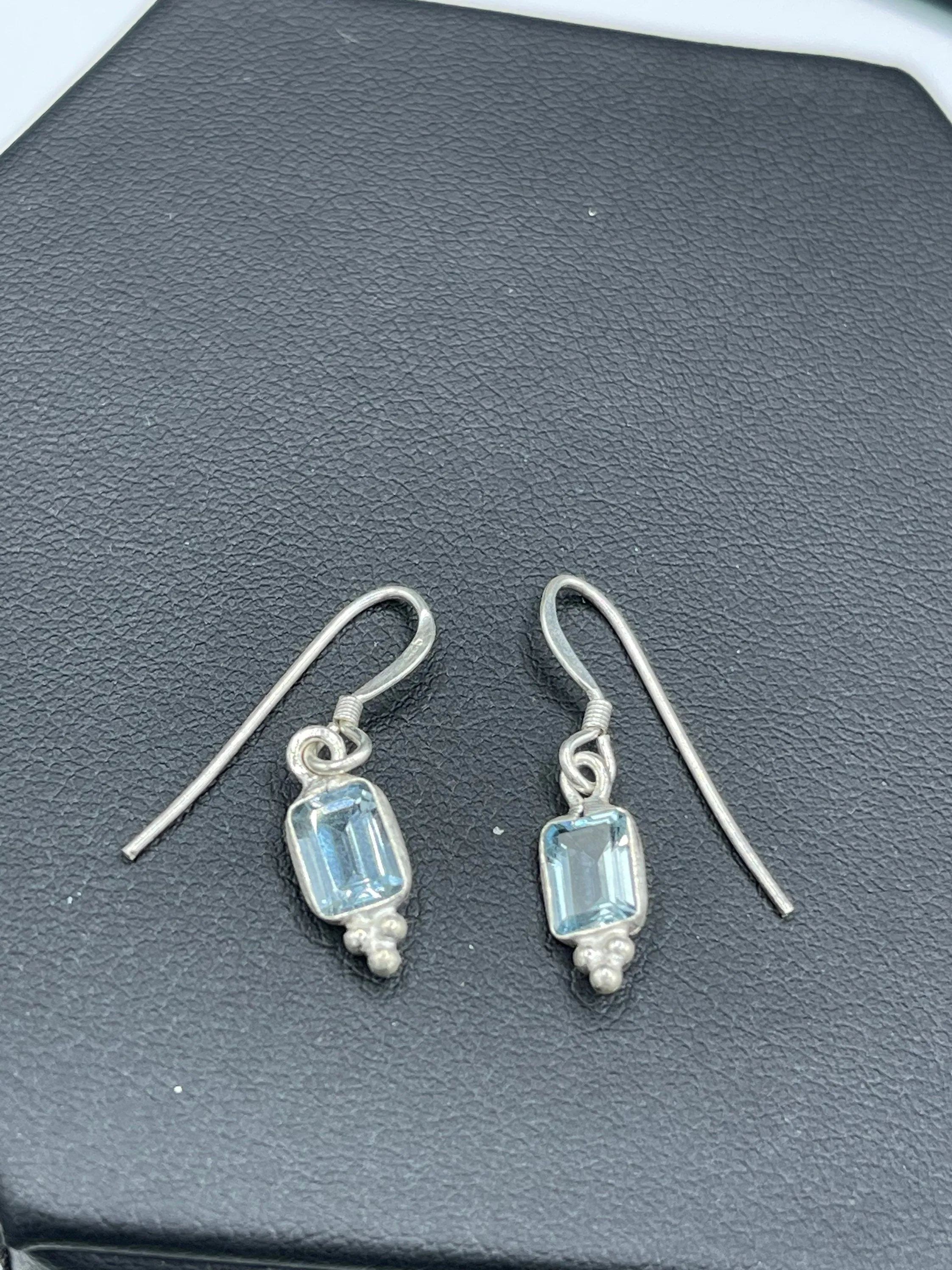 Handmade Blue Topaz Sterling Silver Dangle Earrings