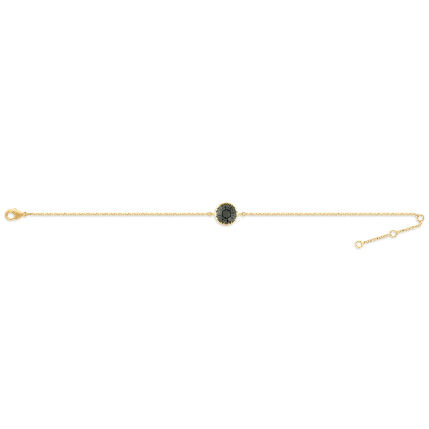 Harley Chain Bracelet with Black Diamond Round Crystals from Swarovski Gold Plated