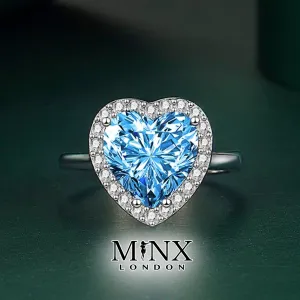 Heart Ring | Blue Diamond Ring | Heart Rings | Heart Shape Ring | Diamond Heart Ring | Heart Ring with Diamonds | Aquamarine Diamond Ring