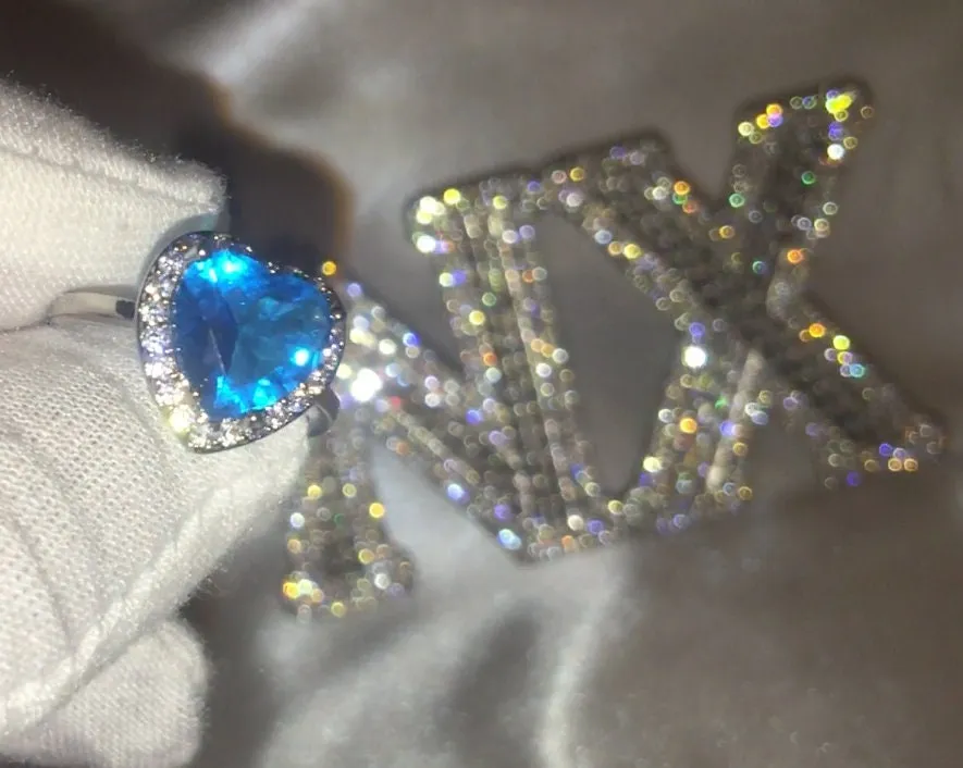 Heart Ring | Blue Diamond Ring | Heart Rings | Heart Shape Ring | Diamond Heart Ring | Heart Ring with Diamonds | Aquamarine Diamond Ring