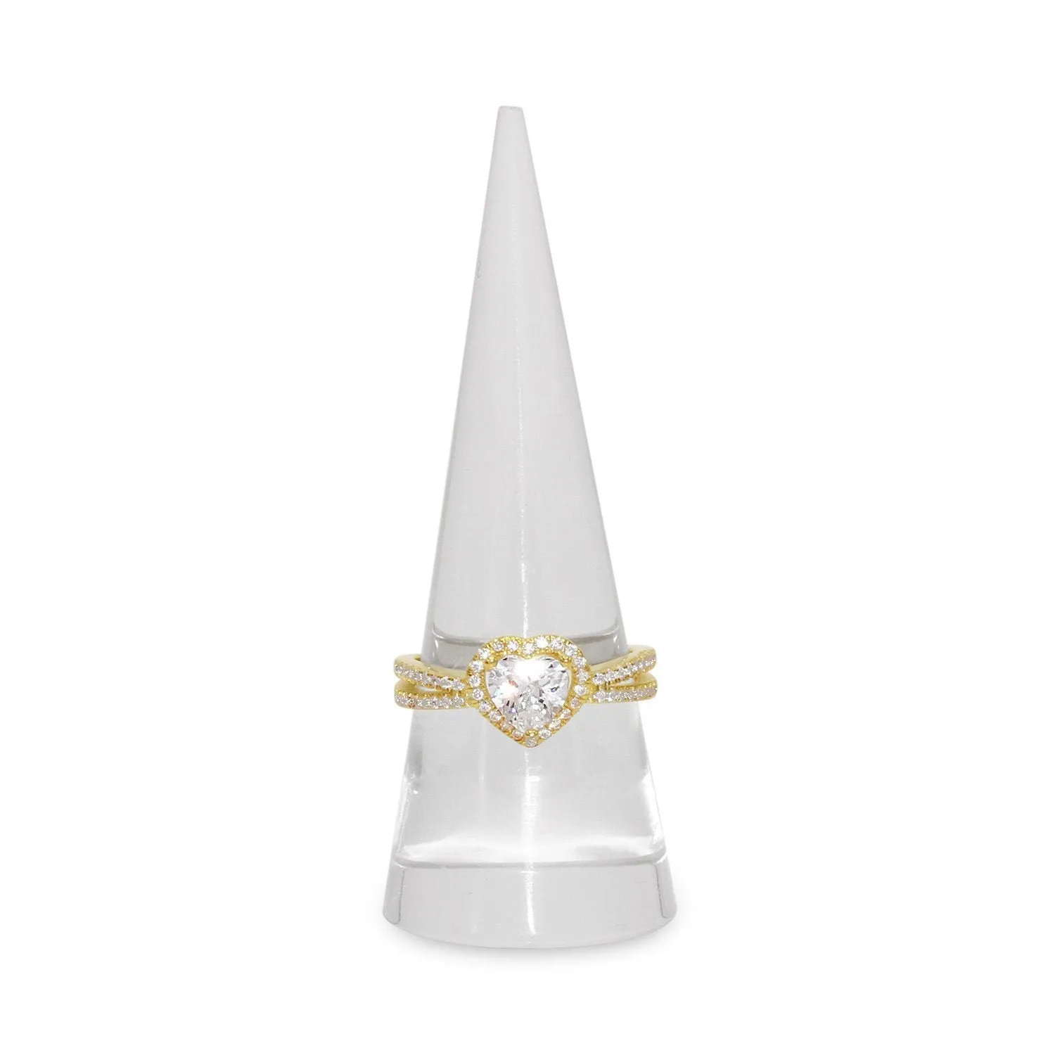 Heart Shaped Cubic Zirconia Ring in Gold Plated Sterling Silver