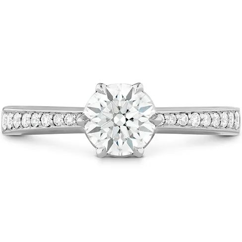 Hearts On Fire Signature 6 Prong Engagement Ring with Diamond Band