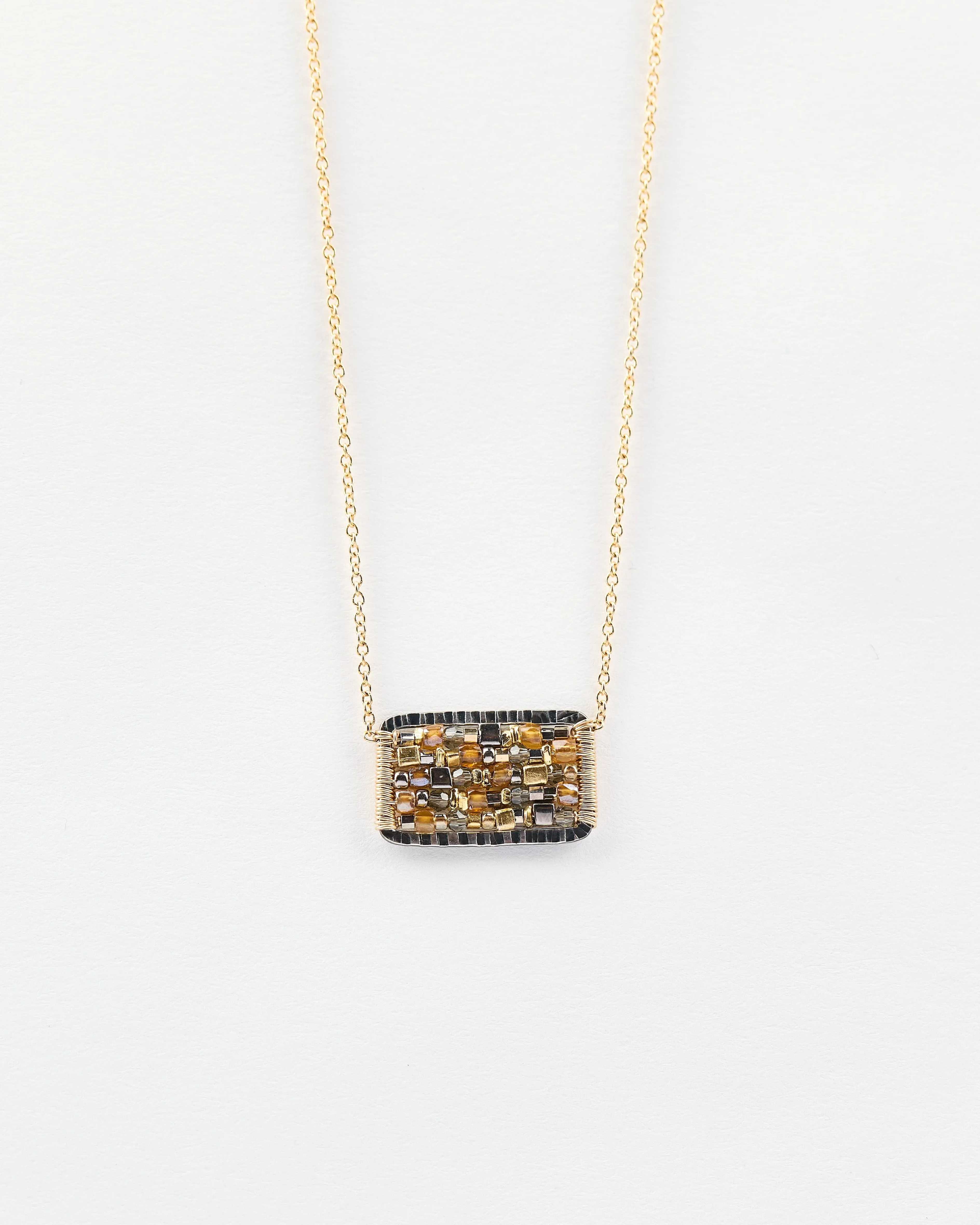 Hematite   Gold Bar Necklace