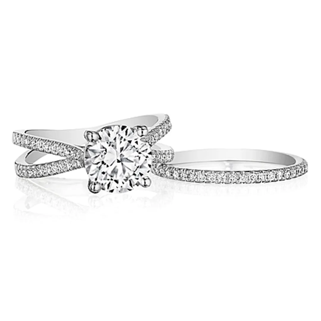 Henri Daussi Split Shank Diamond Engagement Ring
