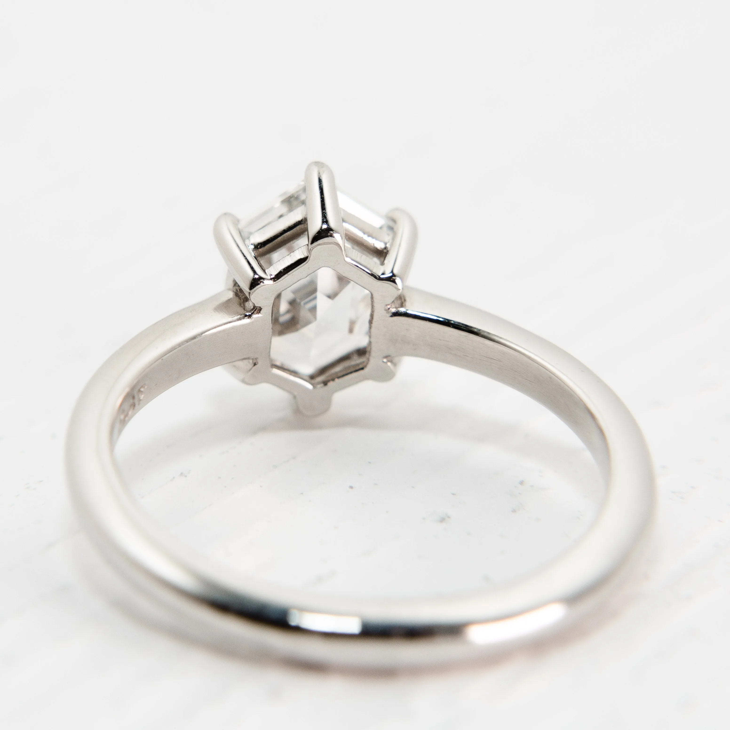 Hexagon Diamond Solitare Engagement Ring in Platinum
