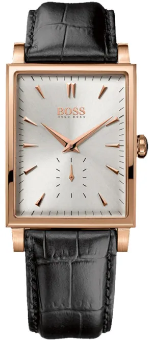 Hugo Boss Silver Dial Black Leather Men's Watch 1512785