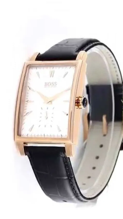 Hugo Boss Silver Dial Black Leather Men's Watch 1512785