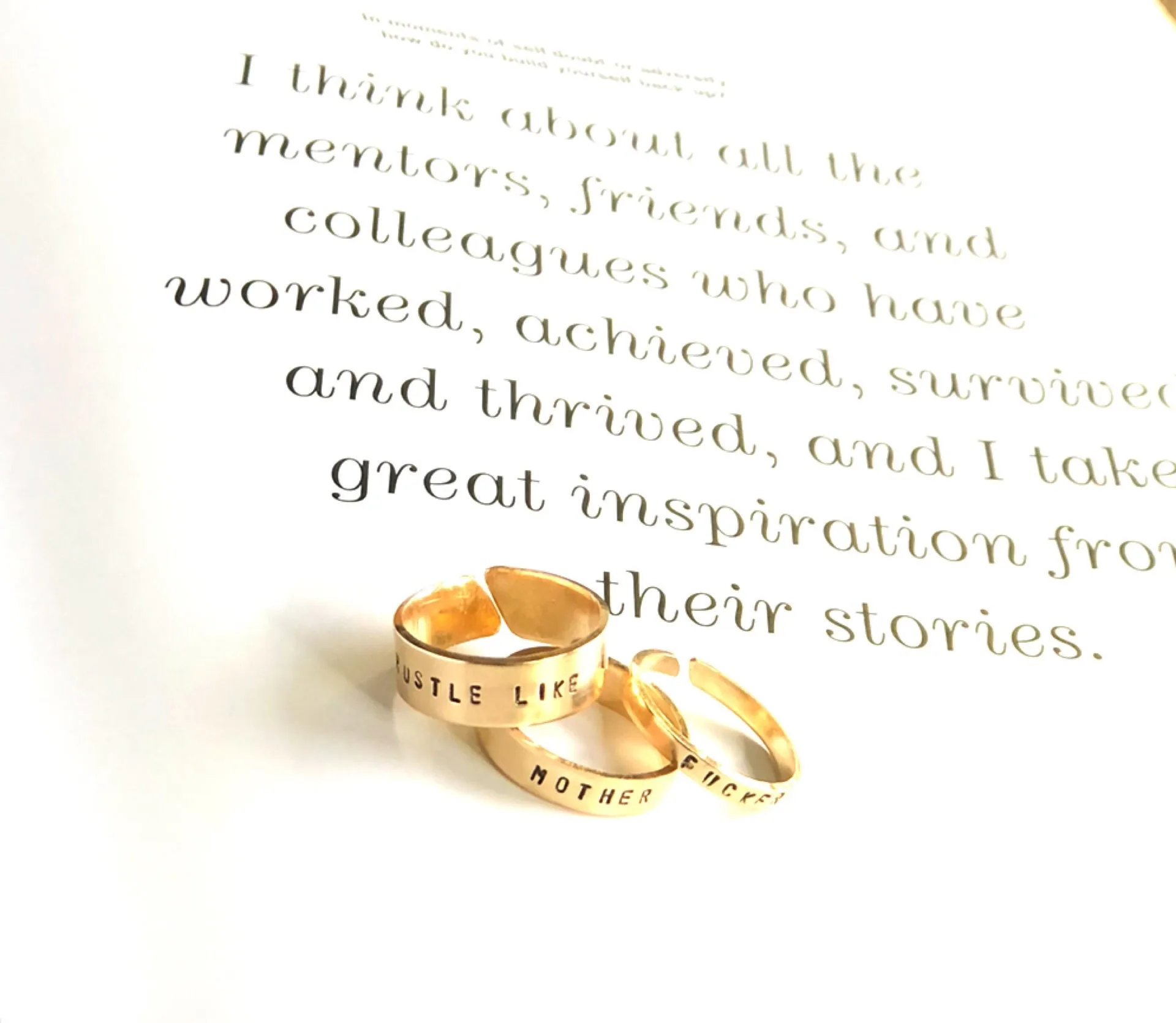 Hustle Like A Mother Fucker Stackable Ring Trio