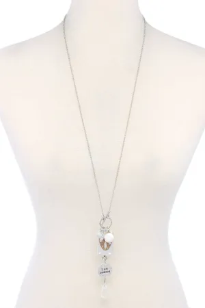 I Am Bless Charm Dangle Pendant Necklace