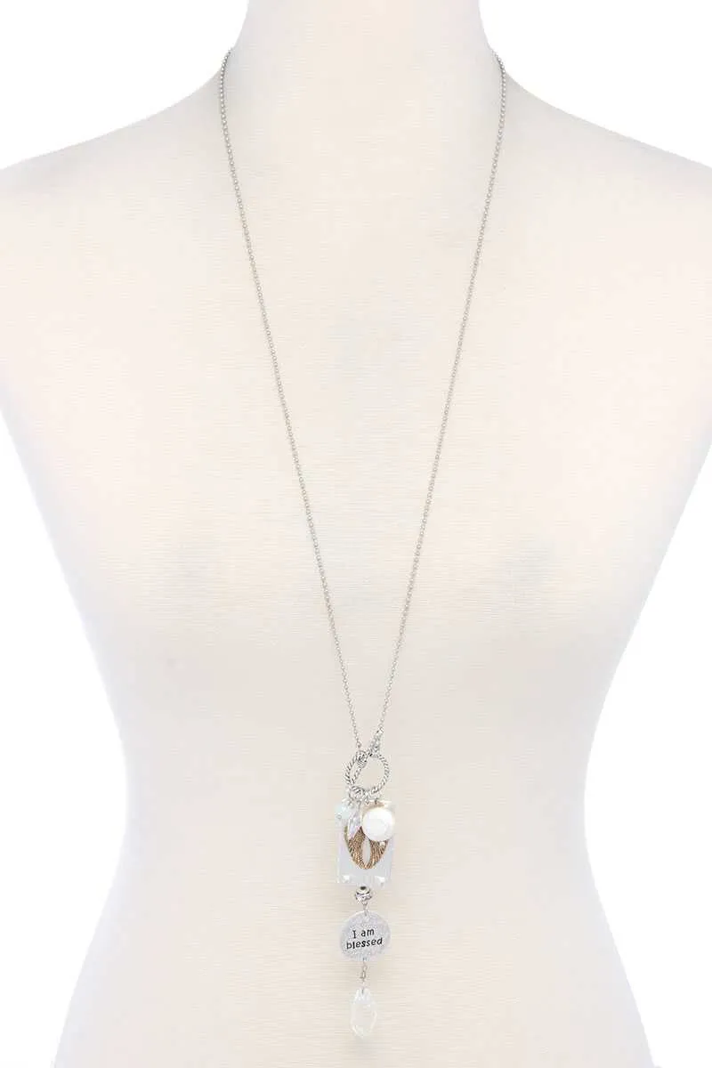 I Am Bless Charm Dangle Pendant Necklace