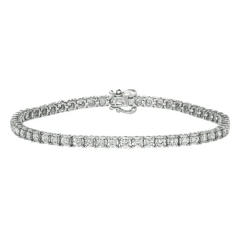 ILLUSION SET 1.50 CARAT NATURAL DIAMOND TENNIS BRACELET G SI 14K GOLD 7”