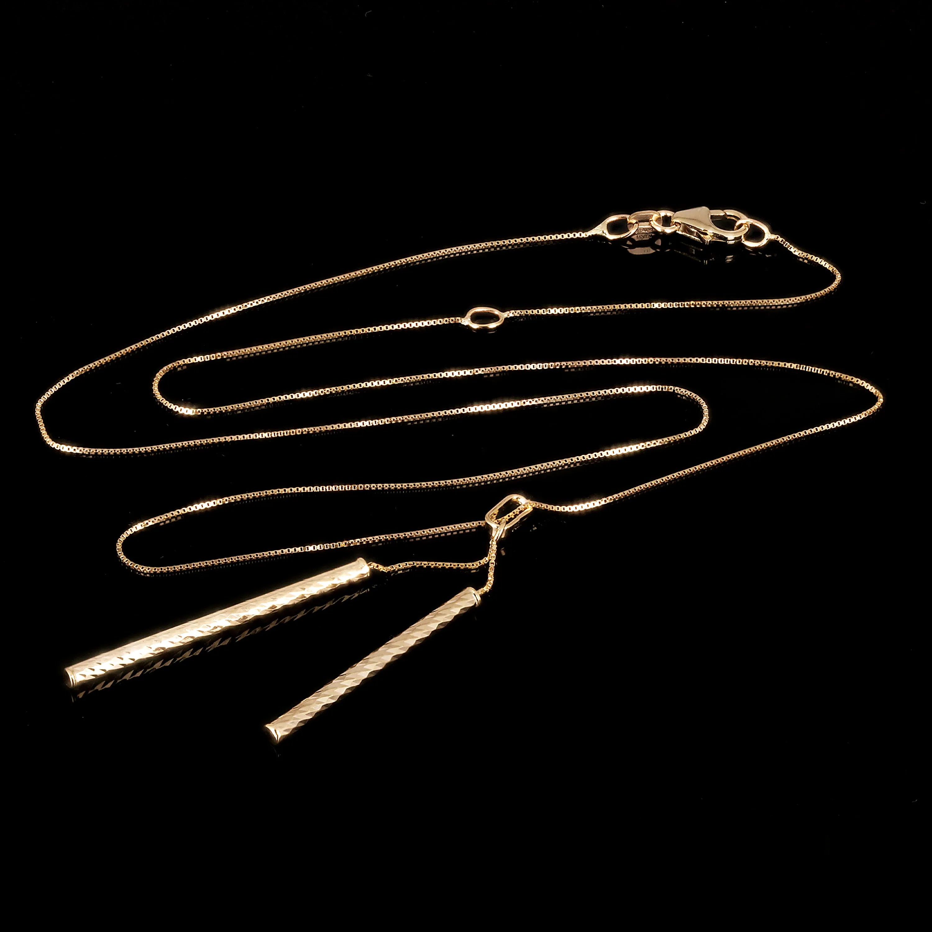 Italian 14k Yellow Gold Diamond-Cut Tube Gold Bar Necklace 18" 1.7 grams