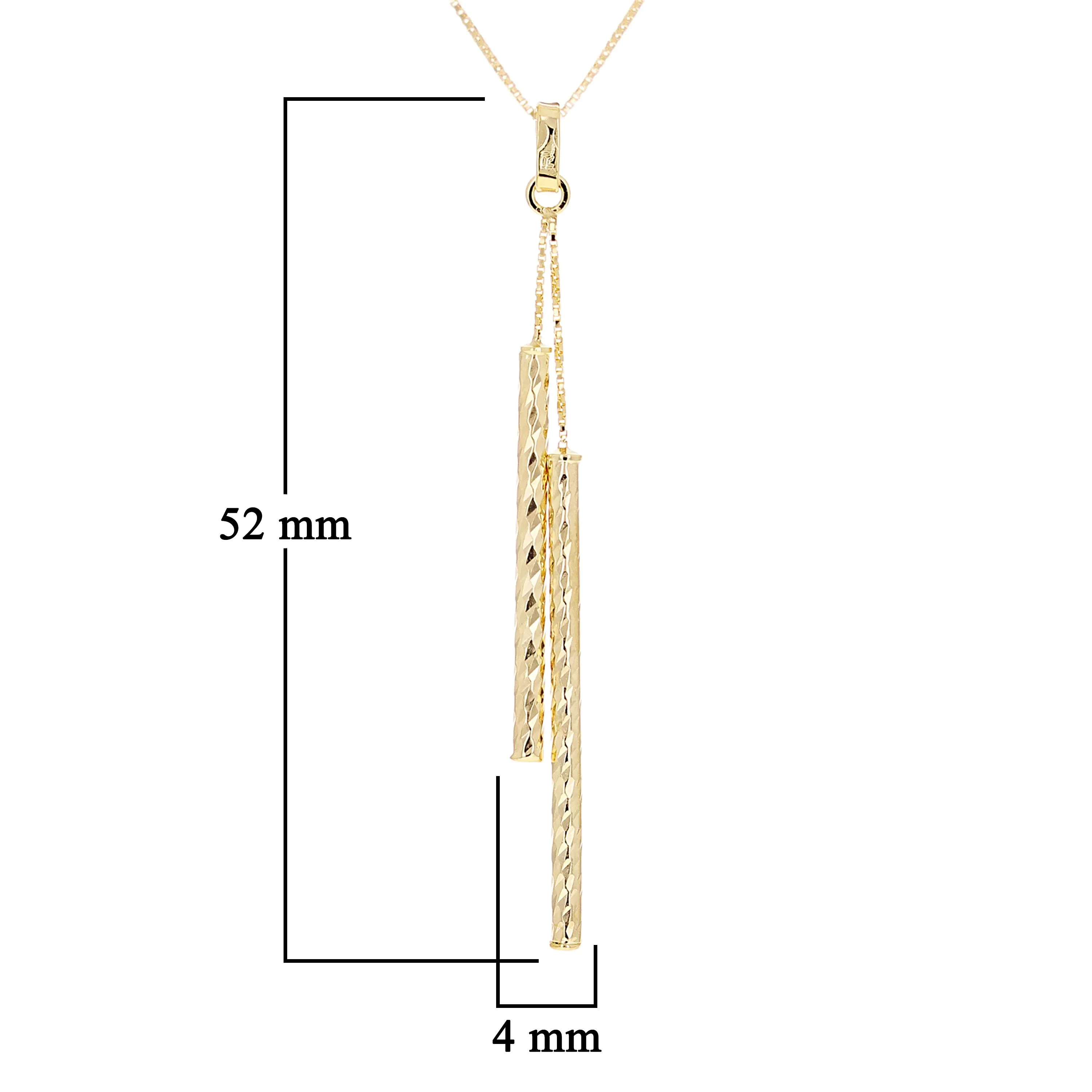 Italian 14k Yellow Gold Diamond-Cut Tube Gold Bar Necklace 18" 1.7 grams
