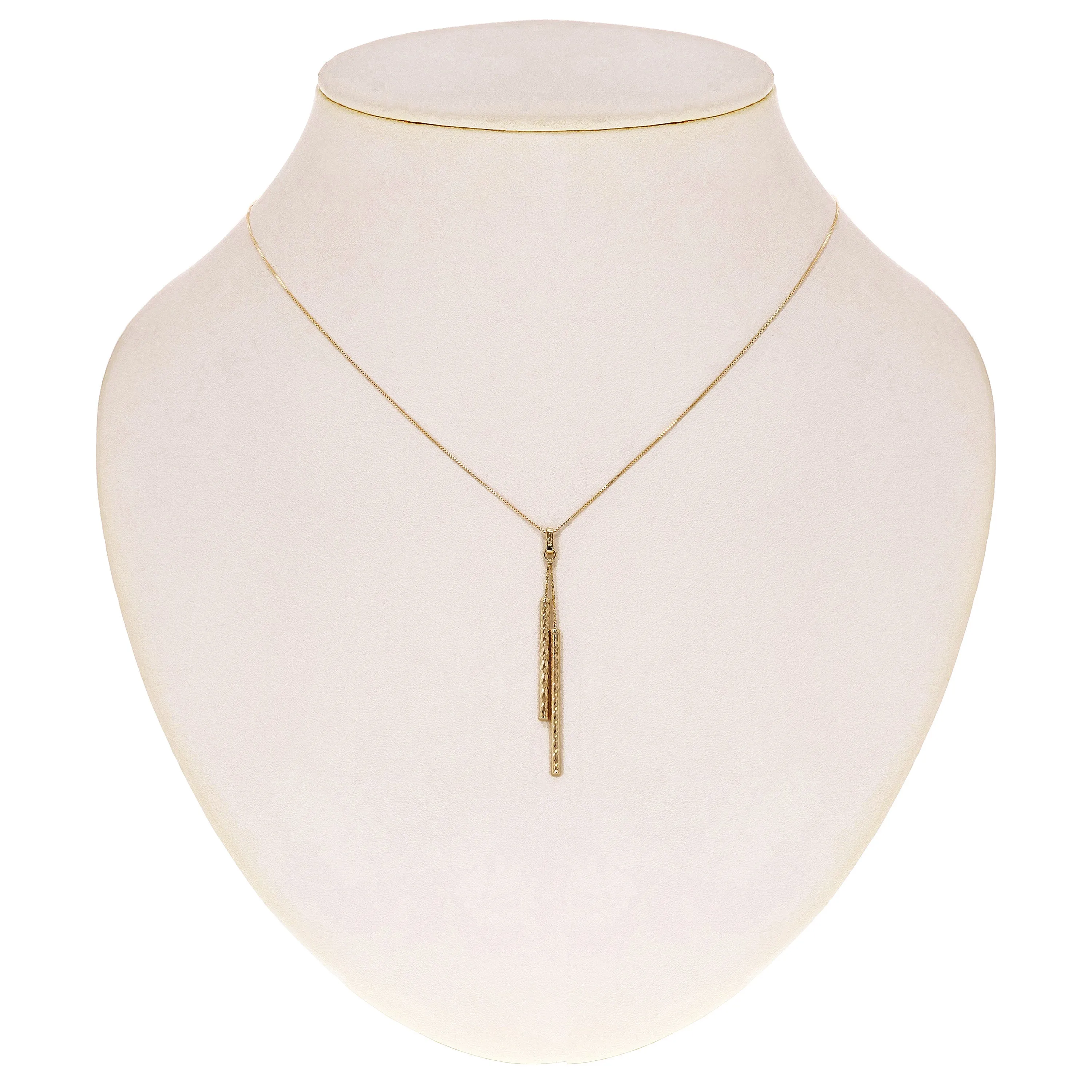 Italian 14k Yellow Gold Diamond-Cut Tube Gold Bar Necklace 18" 1.7 grams