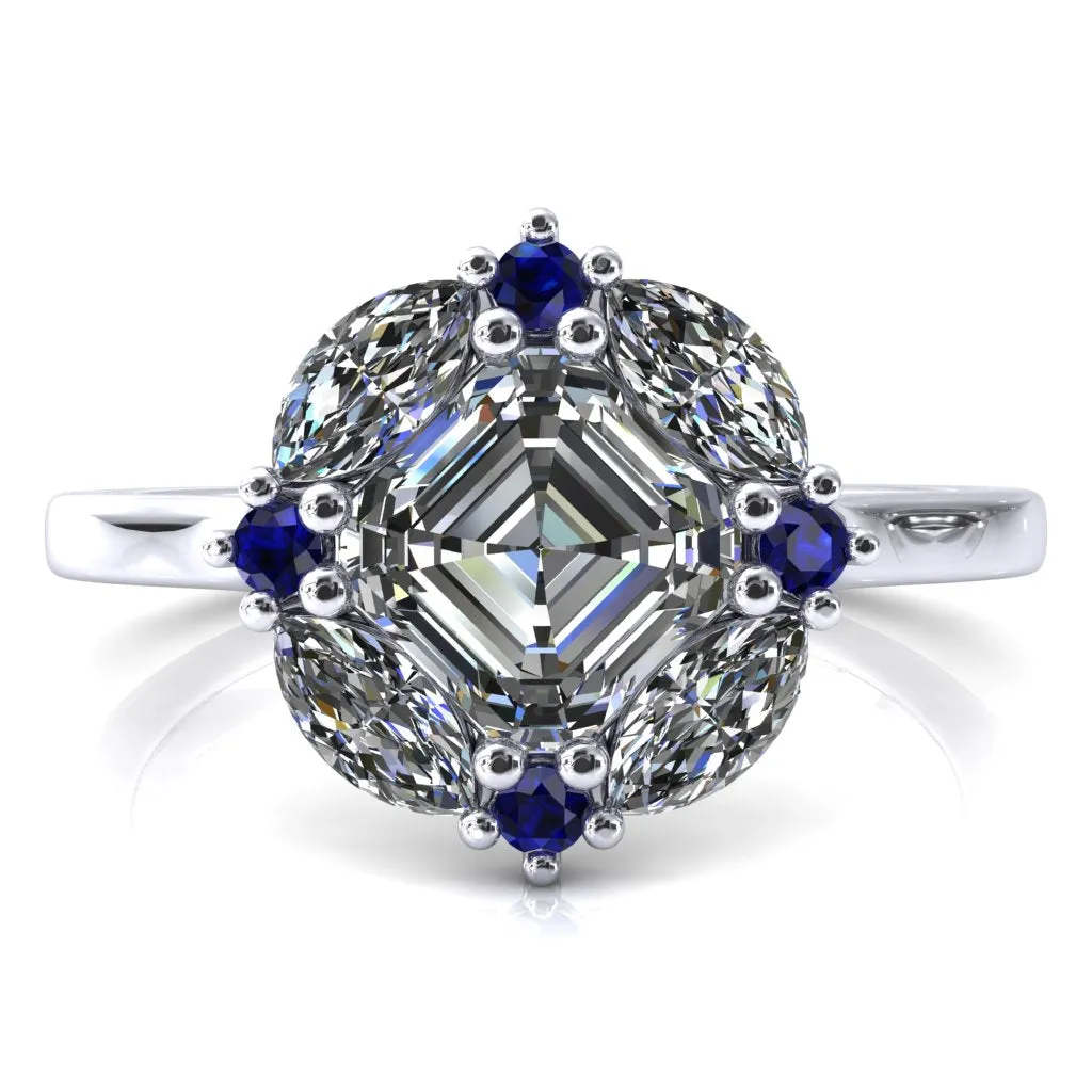 Jace Asscher Center Marquise & Round Floating Cluster Halo Royale Ring