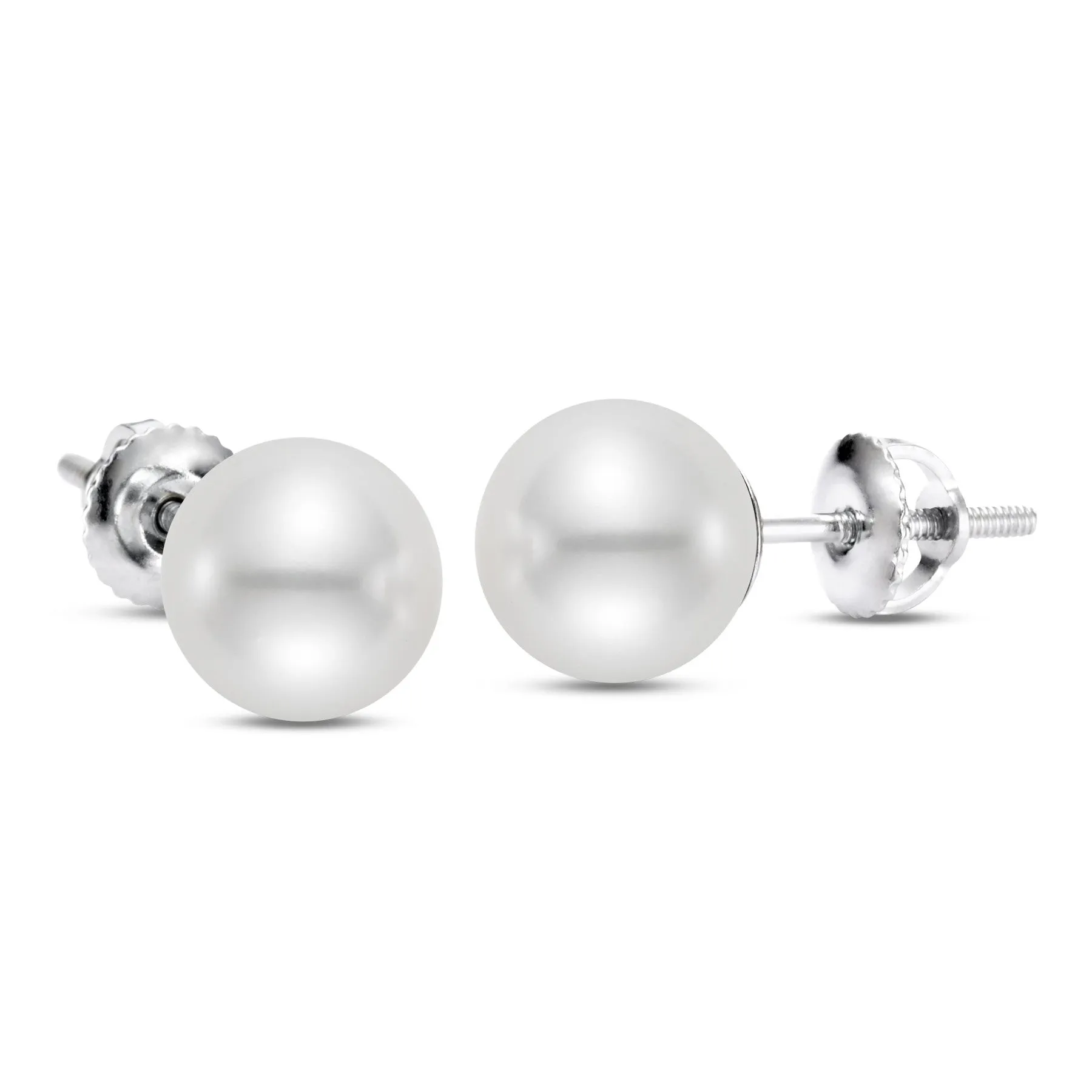 Japanese Akoya Cultured Pearl Stud Earrings - Screw Back