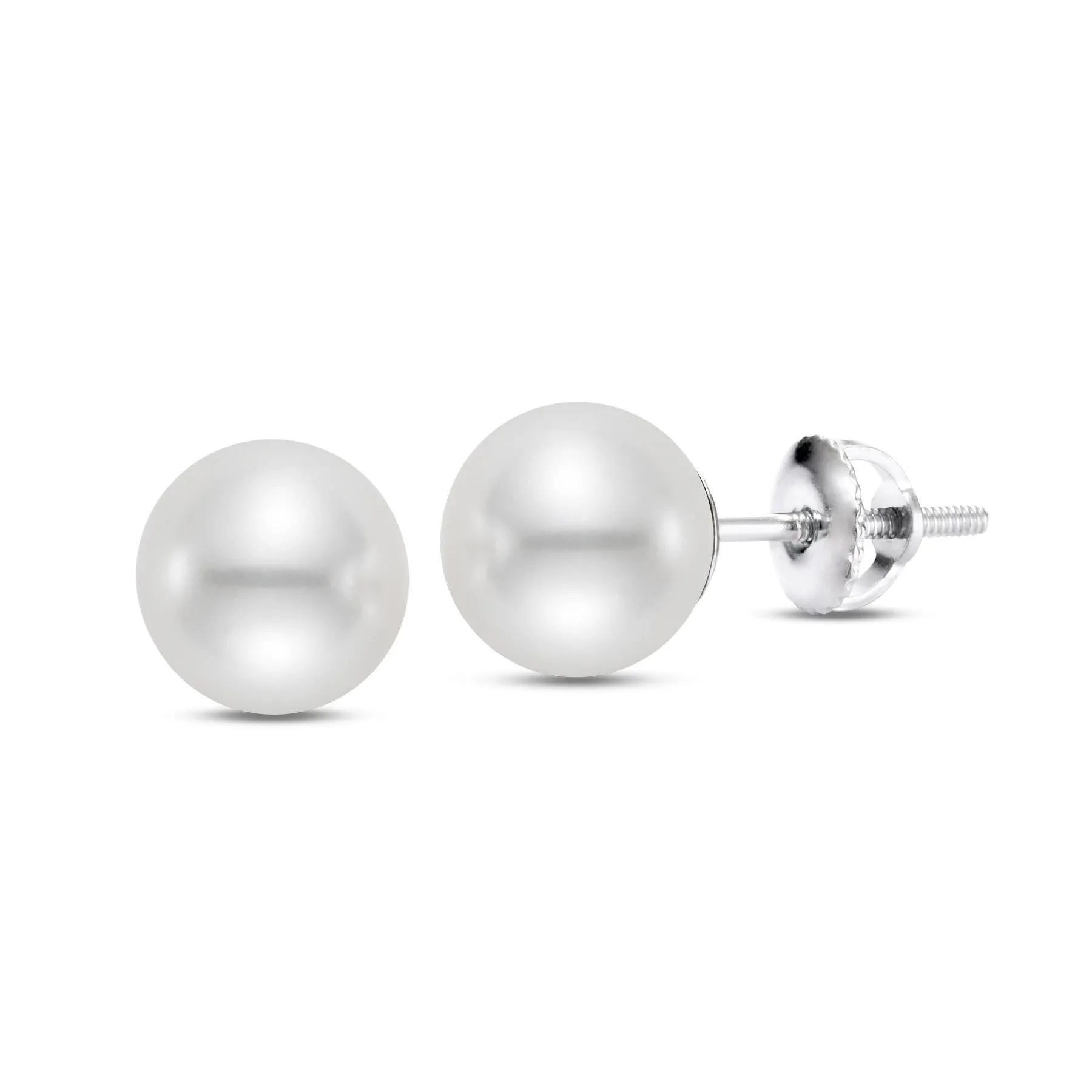 Japanese Akoya Cultured Pearl Stud Earrings - Screw Back