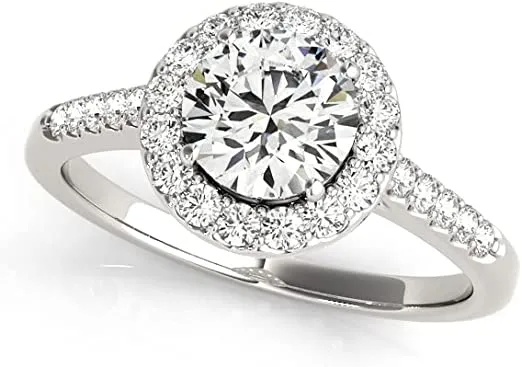 JewelMore 1.00 Carat Halo Round Cut Antique Diamond Bridal Ring for Women | 14K Solid Yellow Gold White Gold Rose Gold Genuine Diamond Wedding/Engagement Jewelry Collection