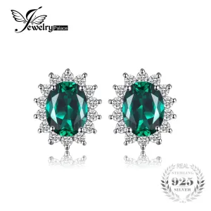 Jewelrypalace Princess Diana William Kate Middleton's 1.1ct Created Emerald Stud Earrings 925 Sterling Silver Gift