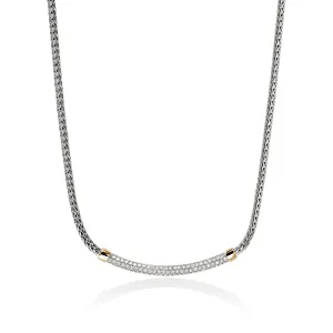John Hardy Essentials Mixed Metals Pavé Diamond Bar Necklace