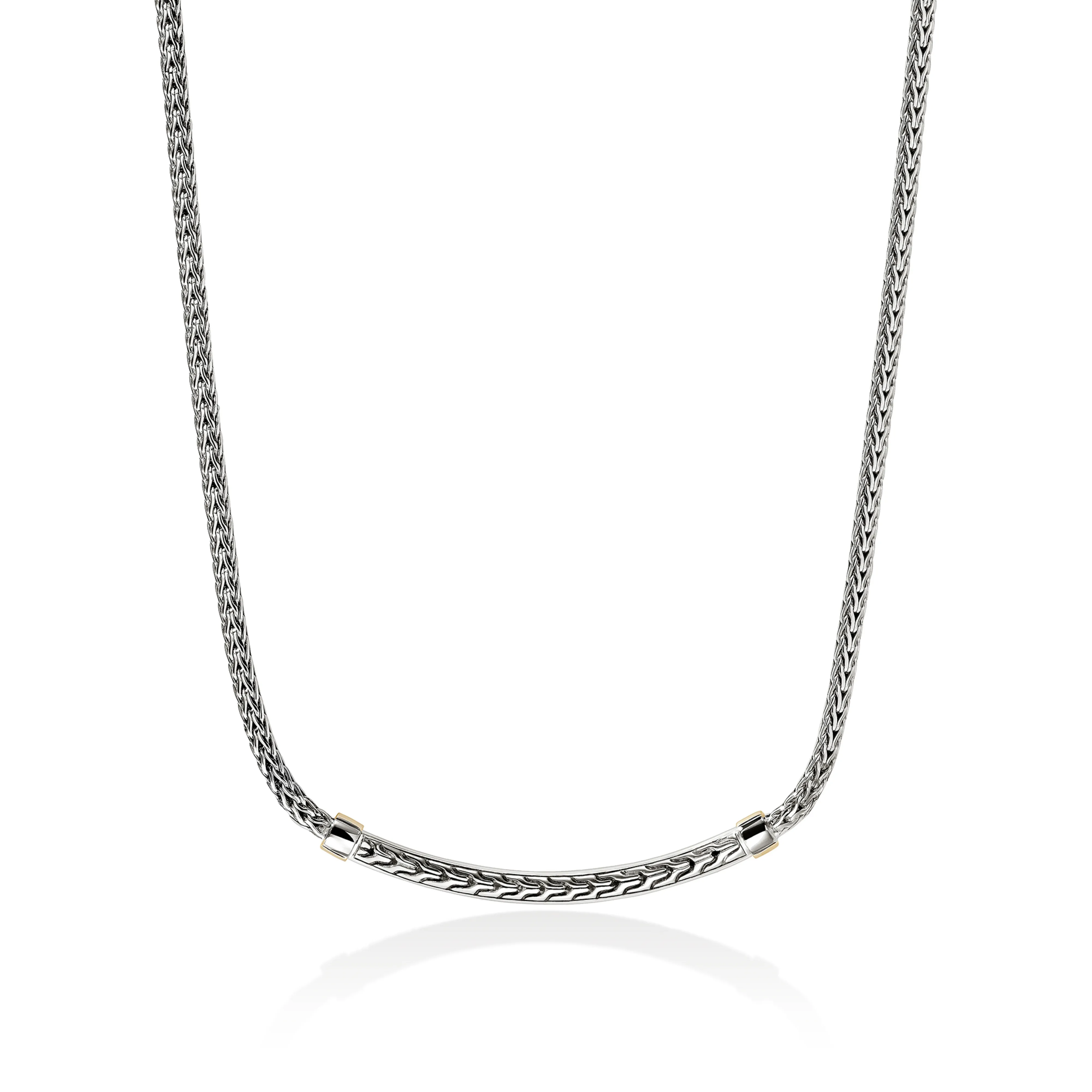 John Hardy Essentials Mixed Metals Pavé Diamond Bar Necklace