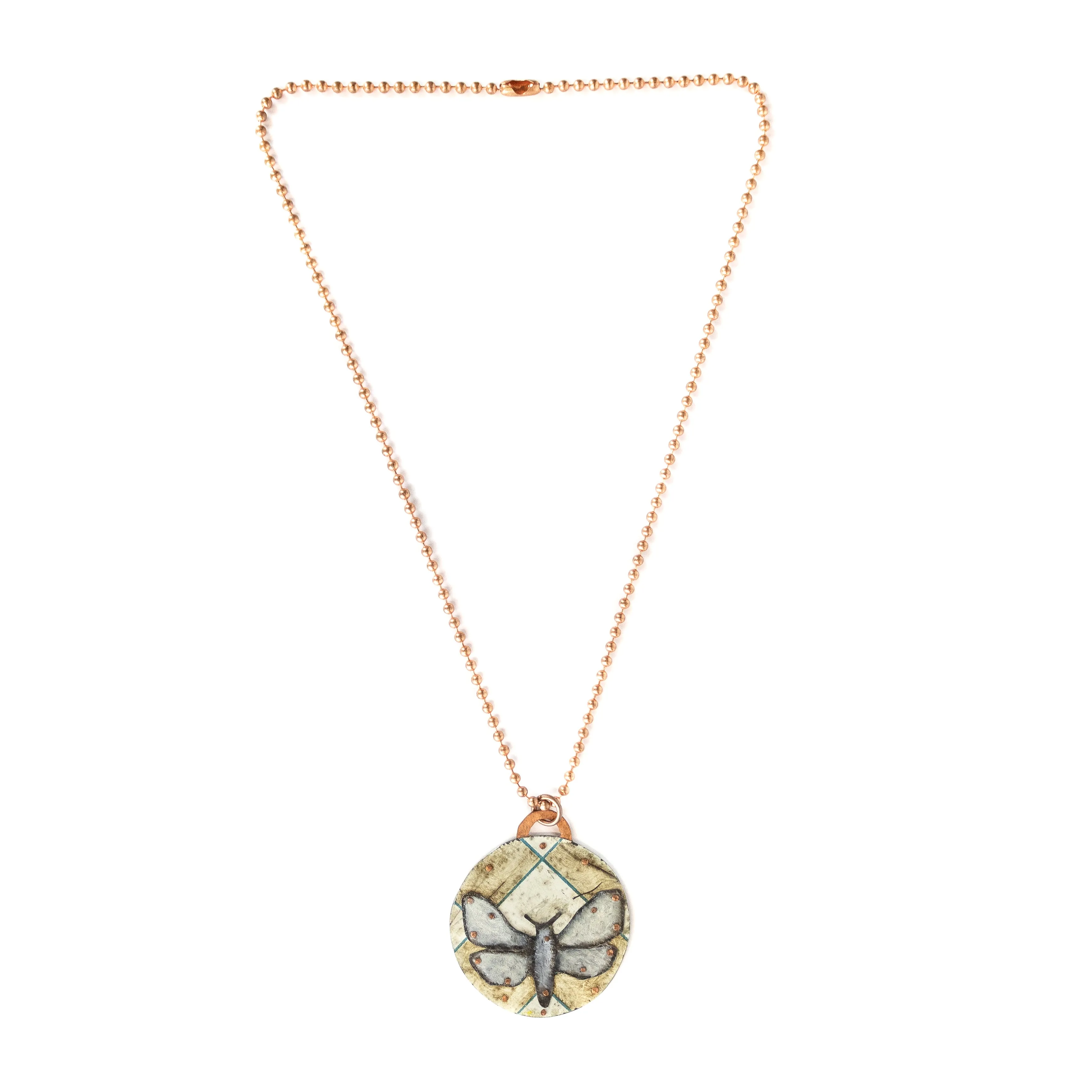 Judith Hoyt Moth on Grid Necklace