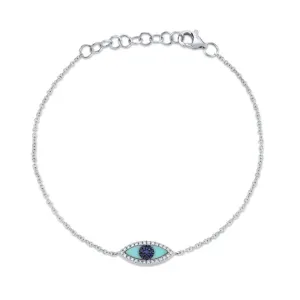 Kate 14K White Gold Blue Sapphire & Composite Turquoise Eye Diamond Bracelet