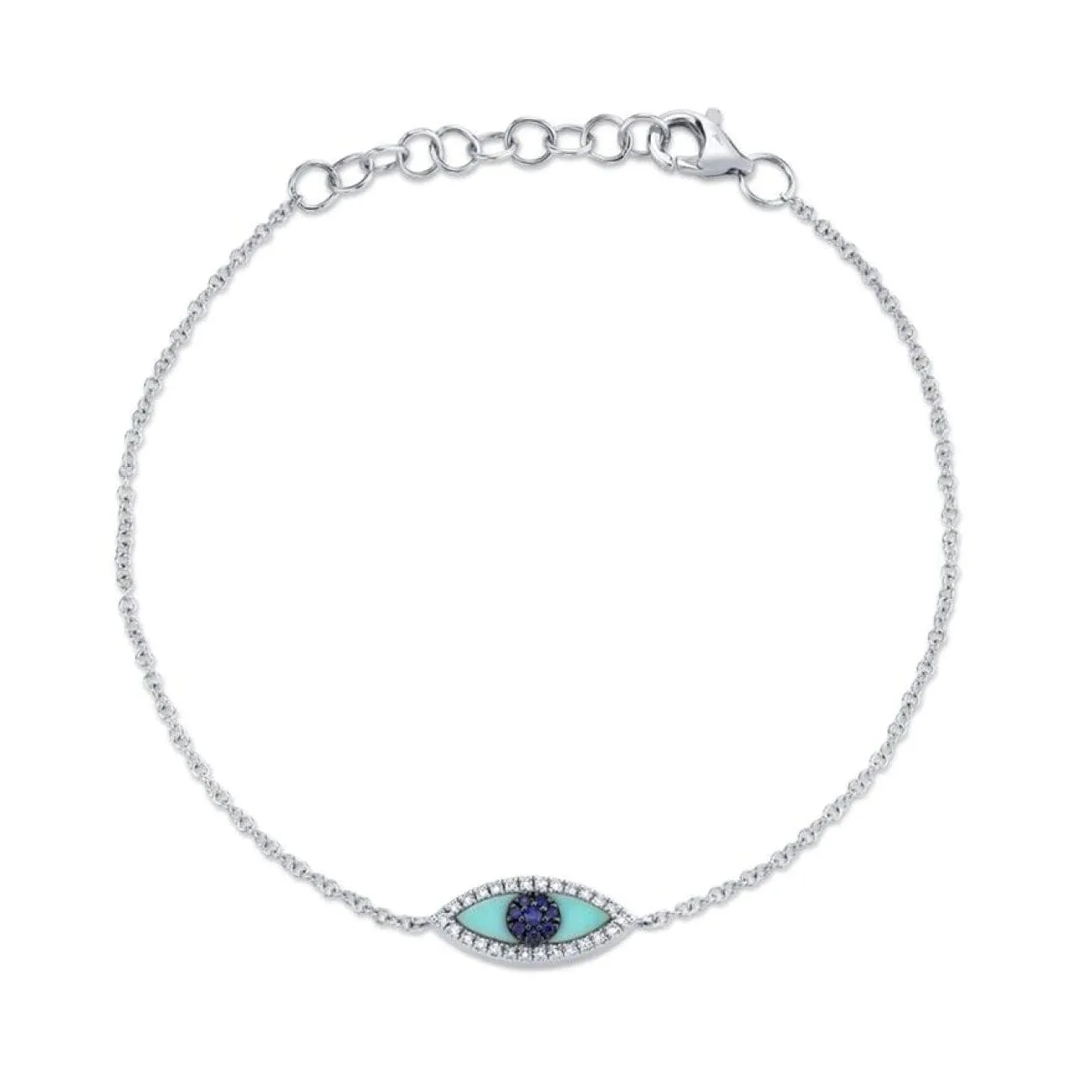 Kate 14K White Gold Blue Sapphire & Composite Turquoise Eye Diamond Bracelet