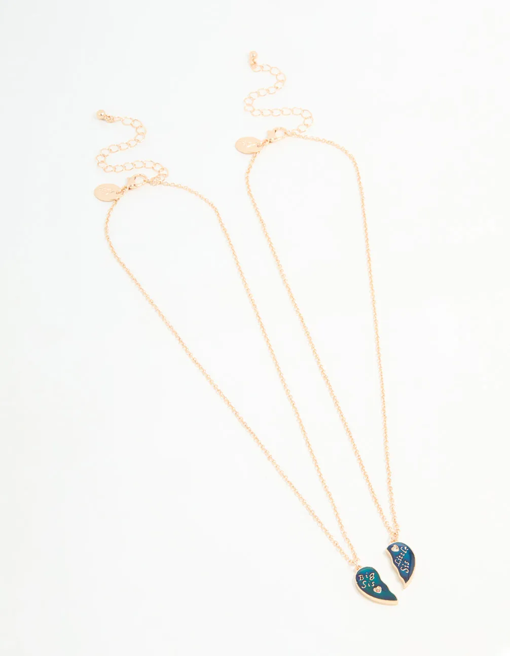 Kids Gold Big & Lil Sis Mood Pendant Necklace Set