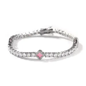 KIDS MINI CLOVER TENNIS BRACELET | PINK