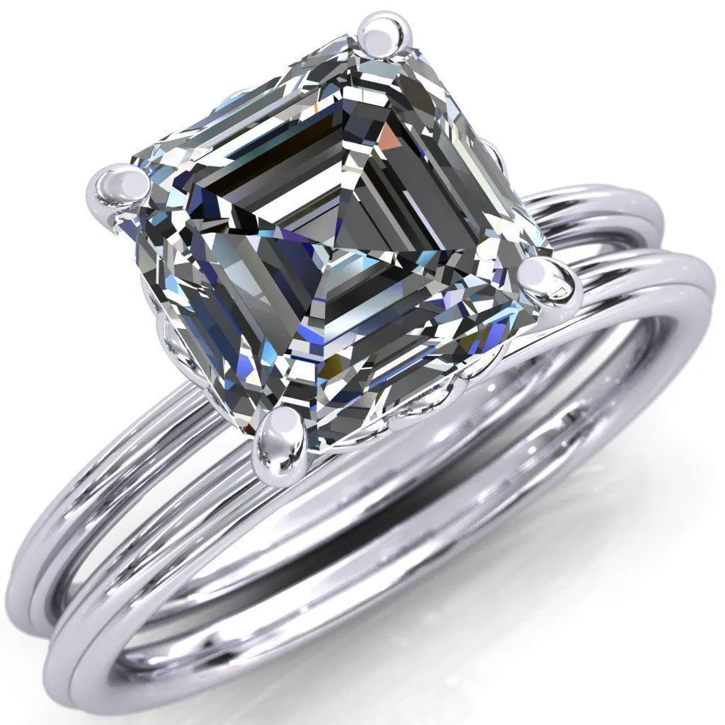 Klimt Asscher Moissanite Undulating Oval Chain Wrap Engagement Ring