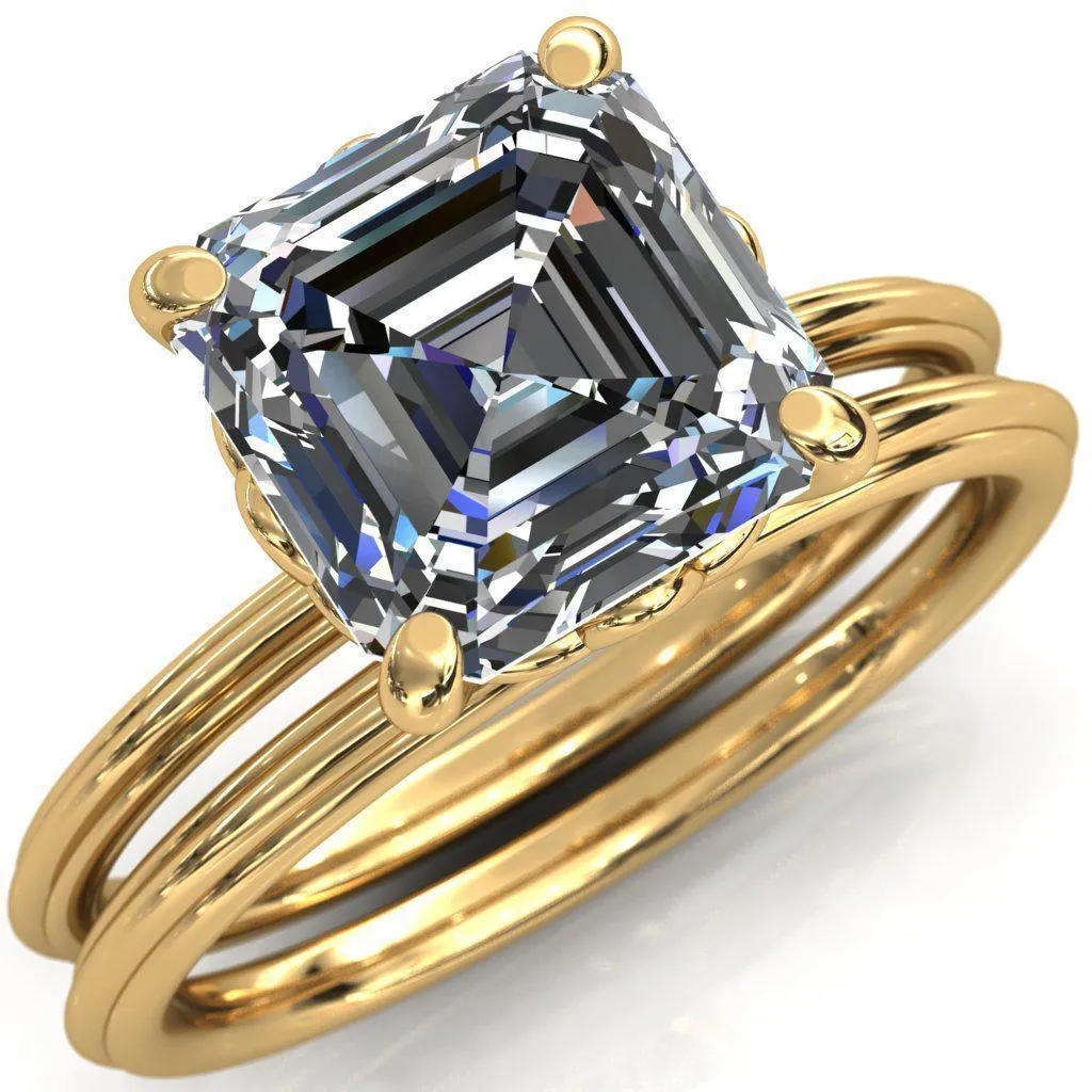 Klimt Asscher Moissanite Undulating Oval Chain Wrap Engagement Ring