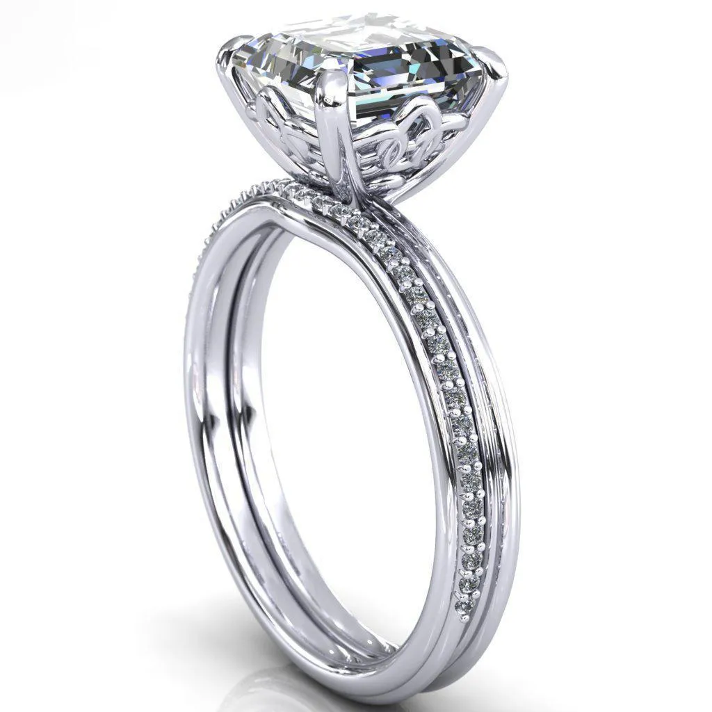 Klimt Asscher Moissanite Undulating Oval Chain Wrap Engagement Ring