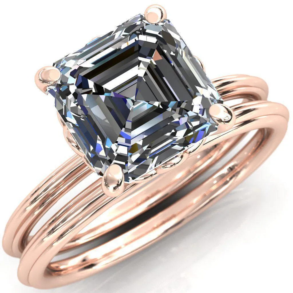 Klimt Asscher Moissanite Undulating Oval Chain Wrap Engagement Ring