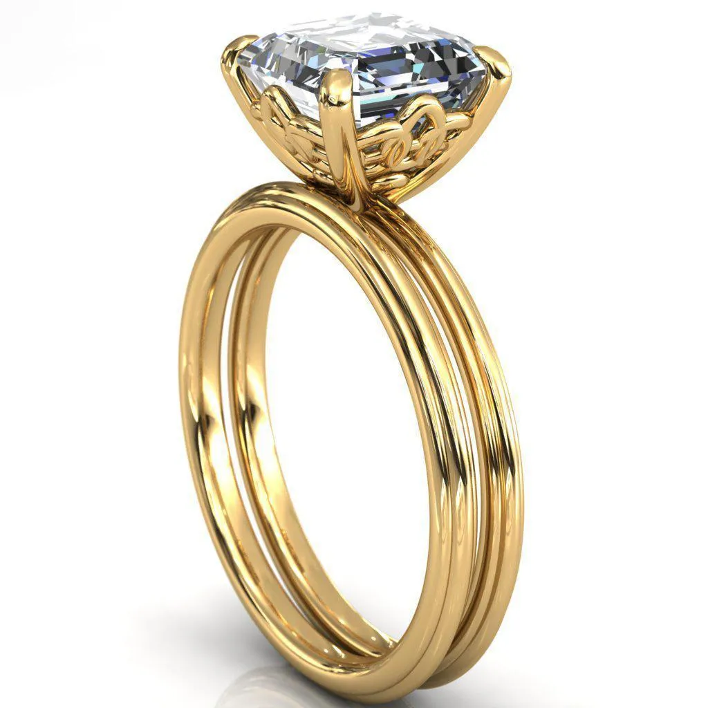 Klimt Asscher Moissanite Undulating Oval Chain Wrap Engagement Ring
