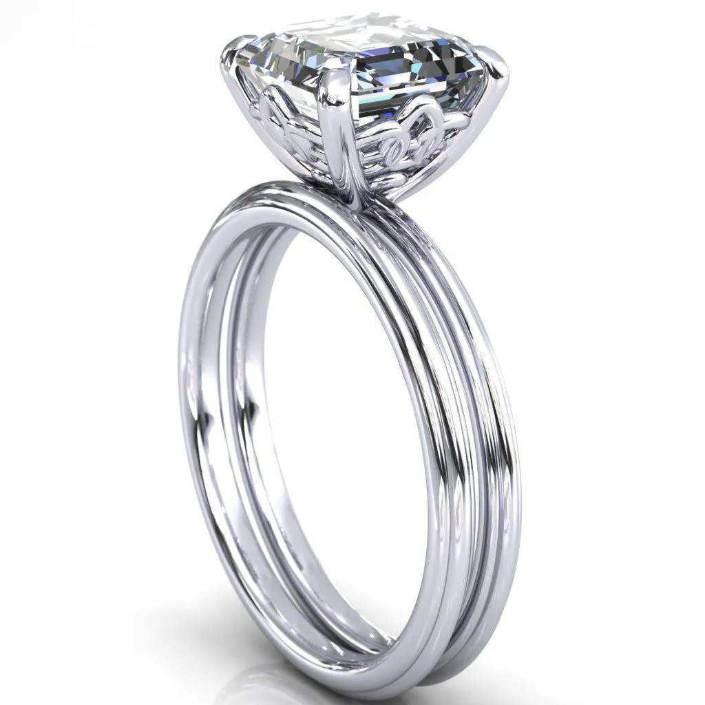 Klimt Asscher Moissanite Undulating Oval Chain Wrap Engagement Ring