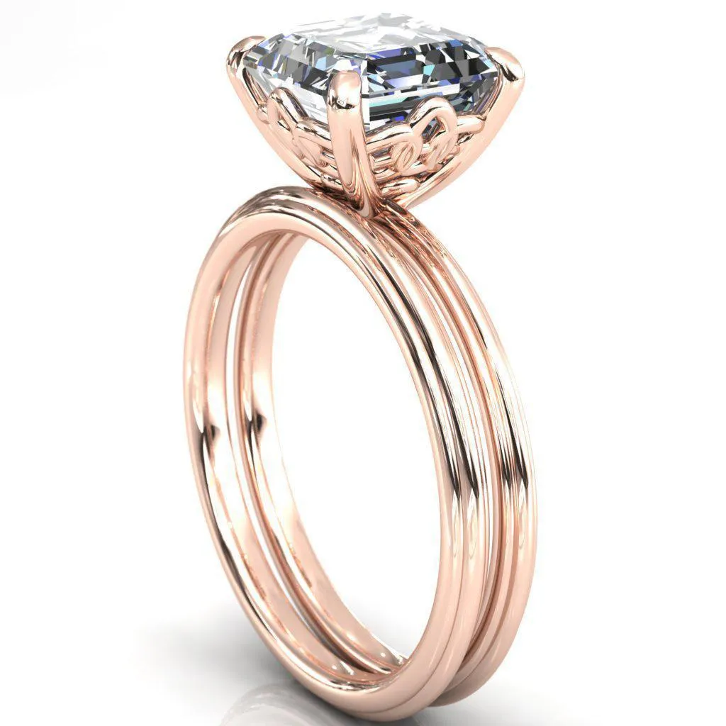 Klimt Asscher Moissanite Undulating Oval Chain Wrap Engagement Ring