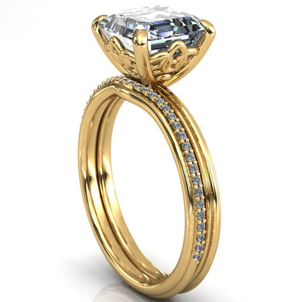 Klimt Asscher Moissanite Undulating Oval Chain Wrap Engagement Ring
