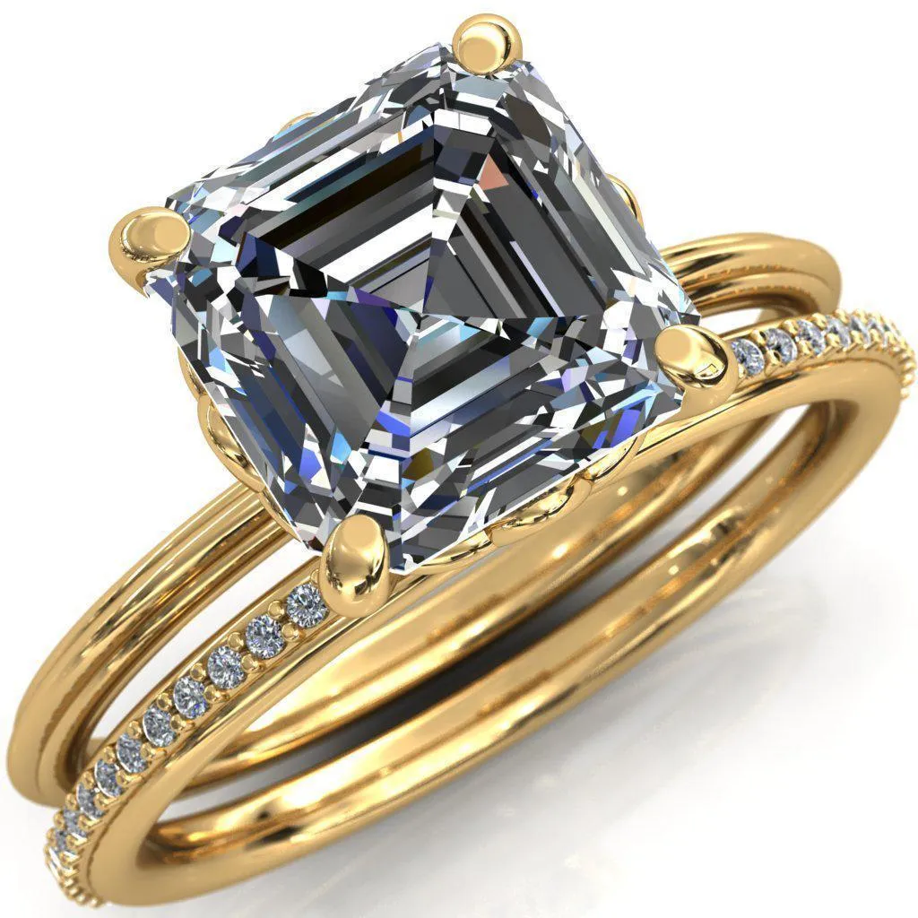 Klimt Asscher Moissanite Undulating Oval Chain Wrap Engagement Ring