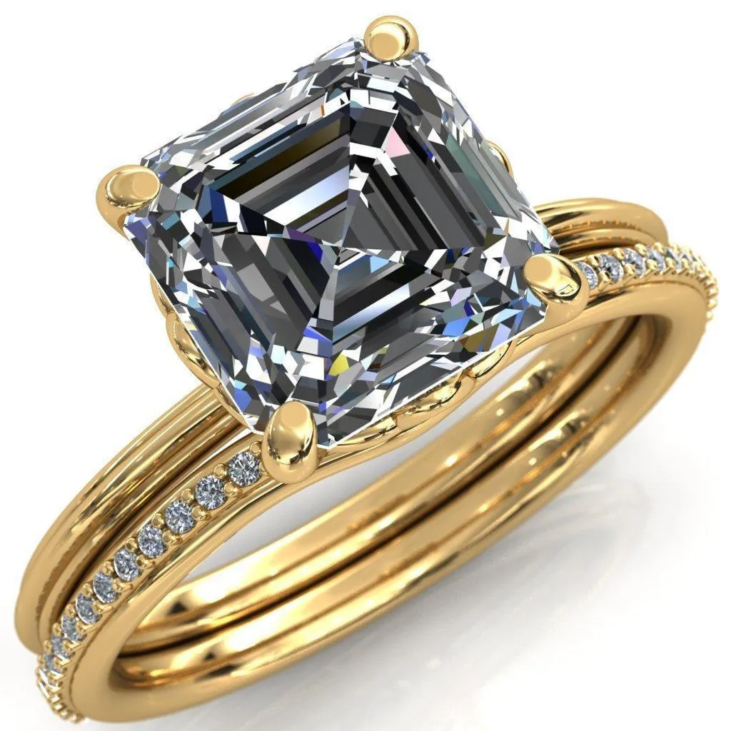 Klimt Asscher Moissanite Undulating Oval Chain Wrap Engagement Ring