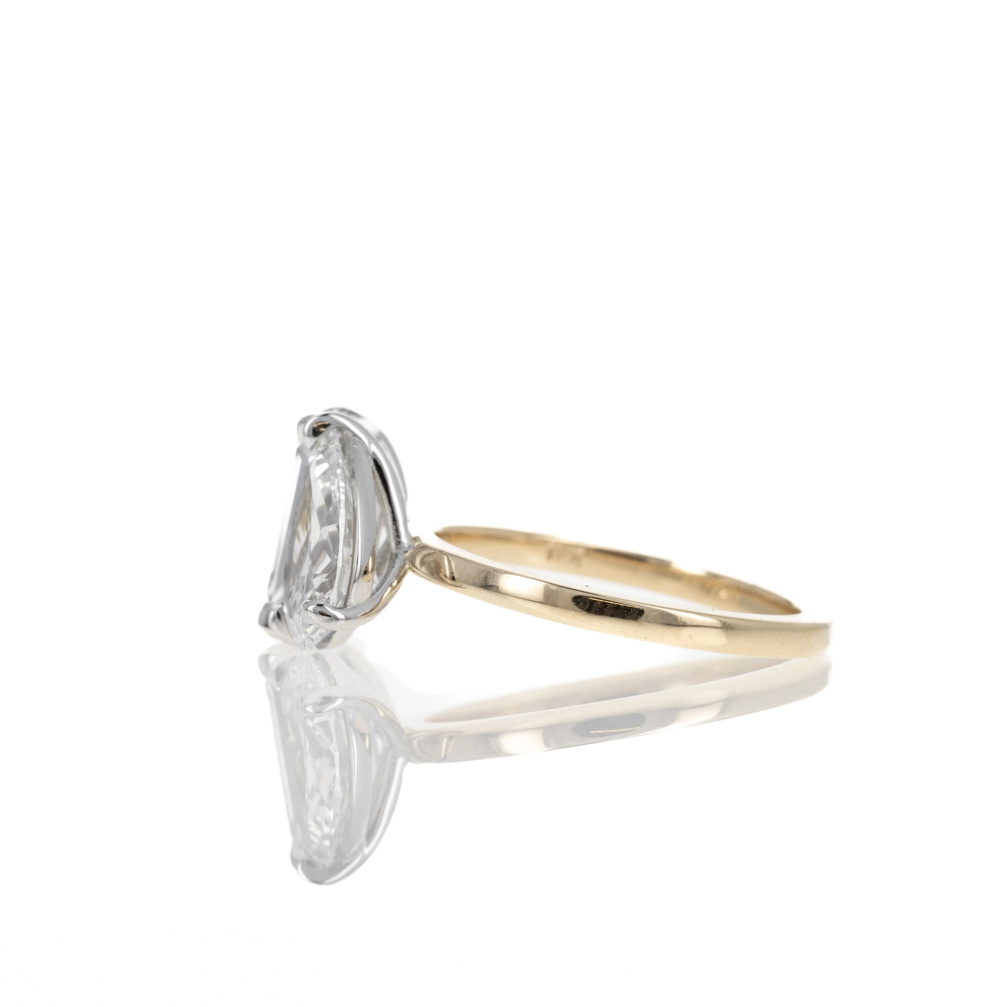 Lab Grown 4.76 Carat Pear and Emerald Cut Diamond Two Stone Ring
