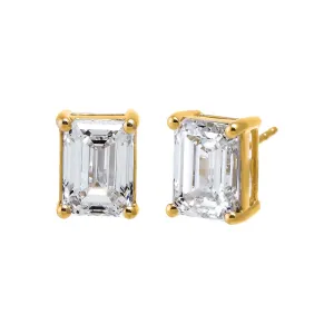 Lab Grown Diamond 6 Carat Emerald Stud Earring 14K