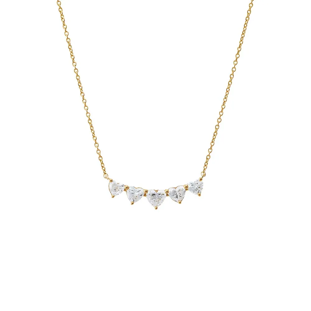Lab Grown Diamond Heart Cut Curved Bar Necklace 14K