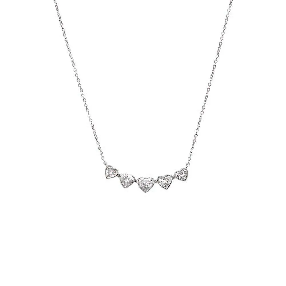 Lab Grown Diamond Heart Cut Curved Bar Necklace 14K