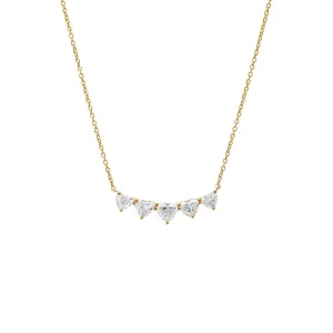 Lab Grown Diamond Heart Cut Curved Bar Necklace 14K