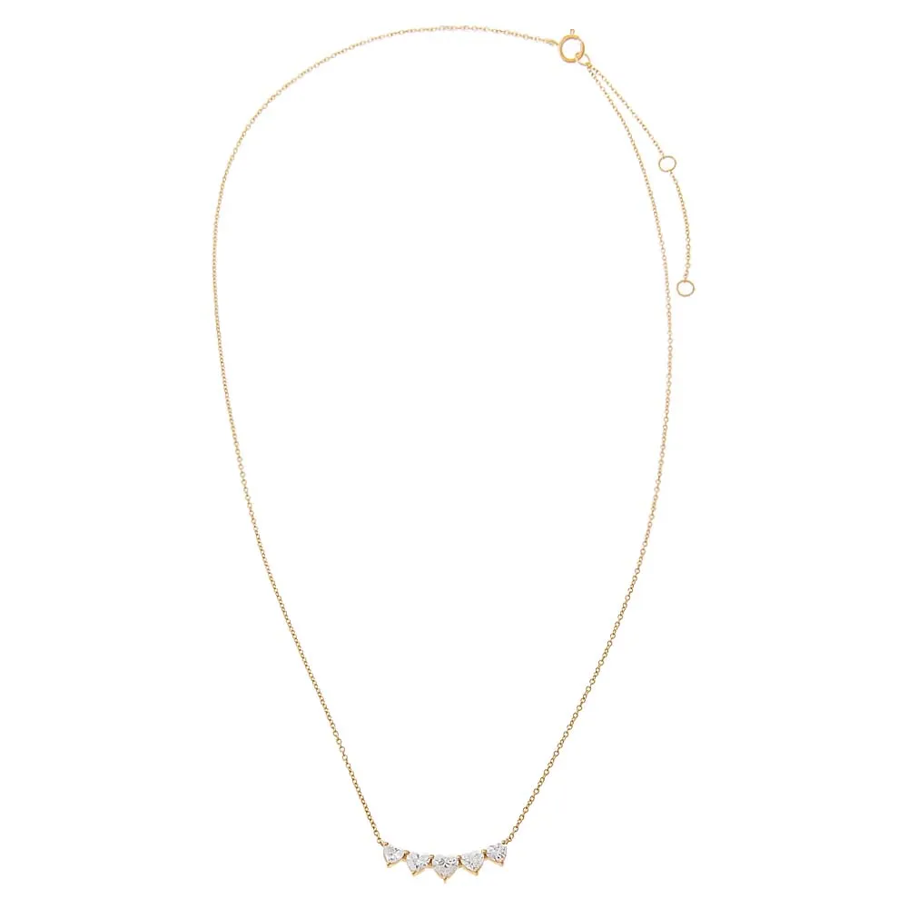 Lab Grown Diamond Heart Cut Curved Bar Necklace 14K