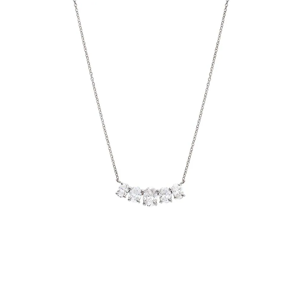 Lab Grown Diamond Oval Cut Curved Bar Necklace 14K