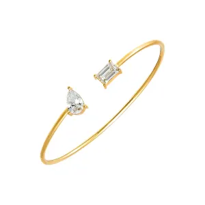 Lab Grown Diamond Pear X Baguette Open Bangle 14K