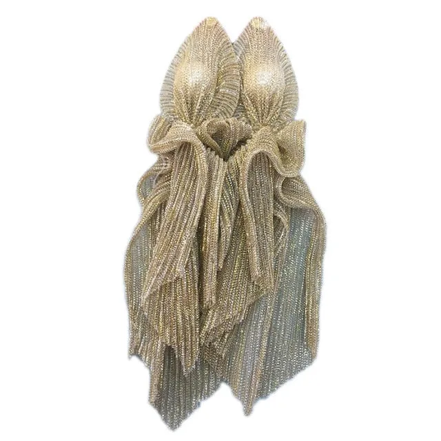 Lace Wrap Imitation Pearl Long Earrings