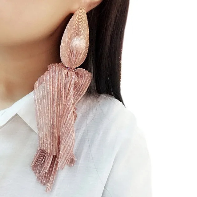 Lace Wrap Imitation Pearl Long Earrings